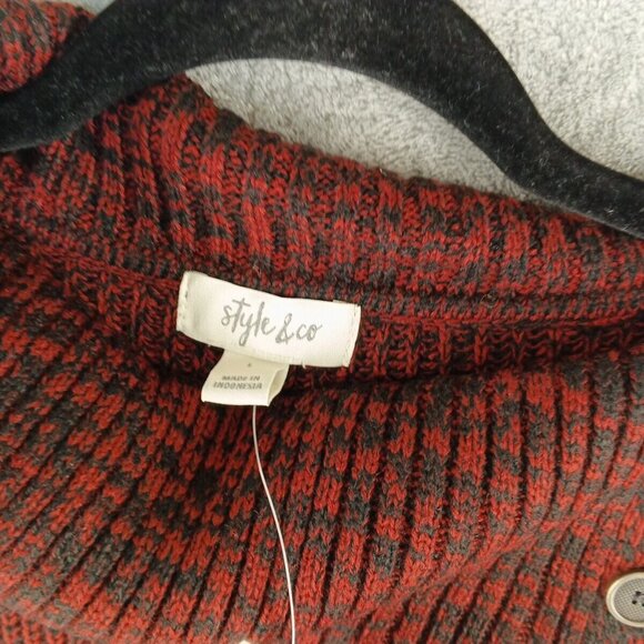 NWT $49 Style&Co Fall Ribbed Sweater LARGE(12-14) Cowl Neck Pullover Burgundy - Picture 5 of 10